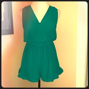 NWOT ASTR Teal Ruffle Romper